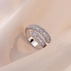 Brass Micro Pave Cubic Zirconia Adjustable Cuff Rings FS-WGD4B5A-01-1