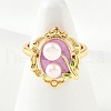 Brass Enamel Cuff Rings RJEW-K291-04G-01-2