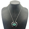 Shiny Alloy Pave Natural Paua Shell Pendant Necklaces TZ0162-6-1