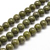 Round Natural Green Granite Beads Strands G-I125-77-8mm-1