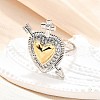 Gothic Style Brass Micro Pave Clear Cubic Zirconia Cuff Rings for Women RJEW-U051-02D-GP-2