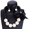 Fashionable Bohemian Style Resin Round Beaded Dangle Earrings & Necklaces Sets FS-WG6B49E-04-1