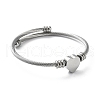 304 Stainless Steel Cuff Bangle with 201 Stainless Steel Heart Beaded BJEW-Z014-01P-3
