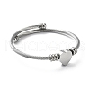 Tarnish Resistant 304 Stainless Steel Cuff Bangle with 201 Stainless Steel Heart Beaded BJEW-Z014-01P-3