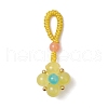 Baking Painted Imitation Jade Glass Woven Clover Pendant Decorations HJEW-JM03148-01-2