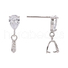 Anti-Tarnish Rhodium Plated 925 Sterling Siler Dangle Stud Earing Settings X-STER-K038-008P-2