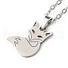 201 Stainless Steel Fox Pendant Necklace with Cable Chains NJEW-Q317-27P-2