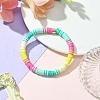 Polymer Clay Disc Beaded Stretch Bracelets BJEW-JB09637-3