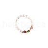 Mother's Day Jewellery Natural Freshwater Pearl with Glass Beaded Stretch Finger Rings WGD00E3-01-2