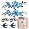 WADORN 6Pcs 4 Style Swallow & Flower Computerized Embroidery Iron on/Sew on Patches PATC-WR0001-02-1