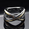 Criss Cross 304 Stainless Steel Finger Rings FS-WG1CD1D-08-1