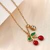 304 Stainless Steel Red Enamel Pendant Necklaces for Women NJEW-U043-02C-G-2