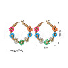 Flower Brass Glass Seed Beaded Hoop Earrings FS-WG0698E-01-3