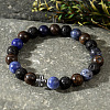 Natural Lava Rock & Lapis Lazuli Round Beads Stretch Bracelets WS9904-2-1