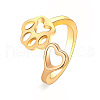 Paw Print with Heart Alloy Cuff Rings for Women WGE50A0-01-2