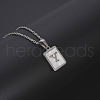 Rectangle Stainless Steel Pave Natural White Shell Pendant Necklaces FS-WG3D812-25-1