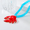 Summer Beach Red Crab Resin Pendant Rondelle Beaded Necklaces for Women FS-WG3A1F2-01-4