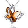 Butterfly Brass Pave Glass Birth Stone Pendant Necklaces FS-WG3BB0A-04-2