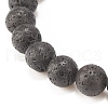 Natural Lava Rock Stretch Bracelet with Alloy Shell BJEW-JB08190-02-5