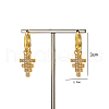 Elegant Brass Clear Cubic Zirconia Cross Hoop Earrings PE6845-4
