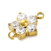 304 Stainless Steel Micro Pave Cubic Zirconia Flower Connector Charms STAS-U042-01G-02-2