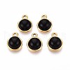 Natural Black Onyx Half Round Charms STAS-N109-213F-G-1