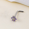 Bohemian Style 304 Stainless Steel Medium Purple Enamel L-Shaped Nose Rings FS-WG96CDA-15-1