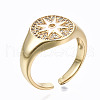 Brass Micro Pave Clear Cubic Zirconia Cuff Rings RJEW-S045-067-NR-5