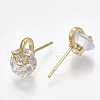 Brass Cubic Zirconia Stud Earrings KK-S348-361-2