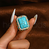 Exaggerated Antique Style Synthetic Turquoise Adjustable Rings for Women XG9557-1-1