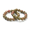 Natural Unakite Beaded Stretch Bracelets BJEW-A117-E-30-2