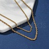 304 Stainless Steel Rope Chain Double Layered Necklaces for Women NJEW-U050-02A-G-2