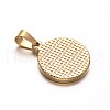 304 Stainless Steel Flat Round with Tree Pendants STAS-L148-03-2