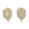 Teardrop Brass Micro Pave Clear Cubic Zirconia Stud Earring Findings KK-C107-13G-1