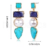 Synthetic Turquoise Rectangle & Triangle Dangle Stud Earrings JE1131A-2