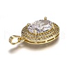 Golden Plated Brass Micro Pave Clear Cubic Zirconia Pendants ZIRC-F123-02E-3