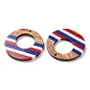 Independence Day Opaque Striped Resin & Walnut Wood Pendants RESI-U010-02J-2