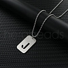 Rectangle with Letter Pattern Hollow Out 201 Stainless Steel Pendant Necklaces FS-WG34D20-13-1