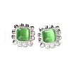 304 Stainless Steel Square Stud Earrings for Women EJEW-Z068-02P-2