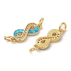 Rack Plating Brass Micro Pave Clear Cubic Zirconia Connector Charms KK-P268-19G-2