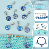 4Pcs Blue Flower Pattern Glass Pendant Stitch Markers HJEW-BC00004-4