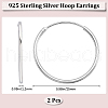 Beebeecraft 1 Pair Rhodium Plated 925 Sterling Silver Big Hoop Earrings STER-BBC0007-25-2