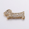 Brass Micro Pave Cubic Zirconia Puppy Pendants ZIRC-G125-35-2