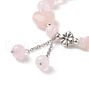 Natural Rose Quartz Round & Heart & Chips Beaded Stretch Bracelet BJEW-TA00194-4