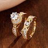 Brass Micro Pave Cubic Zirconia Finger Rings FS-WG54D45-06-1