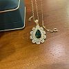 Teardrop 201 Stainless Steel Rhinestone Pendant Necklace & Stud Earring & Rings Sets FS-WG457D4-01-2
