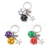 3Pcs 3 Colors Dice Opaque Acrylic Pendant Keychain KEYC-JKC01198-2
