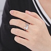 Non-Tarnish Fishbone Shape 304 Stainless Steel Cuff Ring for Women RJEW-B035-07P-4