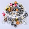 Colorful Pattern Printed Silicone Focal Beads SI-JX0022A-07-5