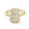 Bear Rack Plating Brass Micro Pave Clear Cubic Zirconia Open Rings RJEW-D020-03G-2